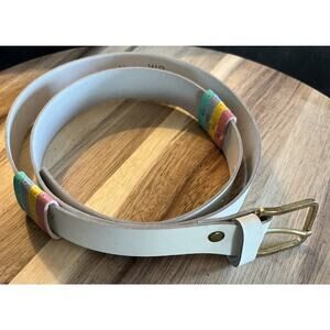 Vintage 80's Pastel Pyramid Geometric Belt Stripes Small White